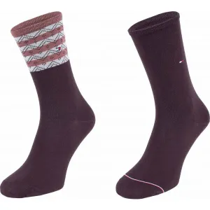 Tommy Hilfiger WOMEN SEASONAL TENCEL SOCK 2P FOLK STRIPE Dámske ponožky, hnedá, veľkosť