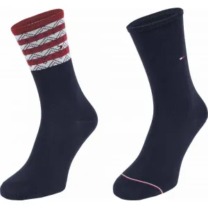 Tommy Hilfiger WOMEN SEASONAL TENCEL SOCK 2P FOLK STRIPE Dámske ponožky, tmavo modrá, veľkosť #4770010