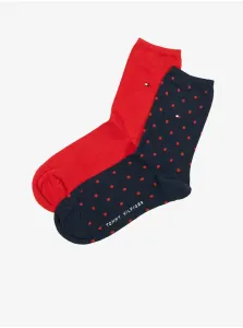 Sada dvou párů dámských ponožek v červené a tmavě modré barvě Tommy Hilfiger #5573084
