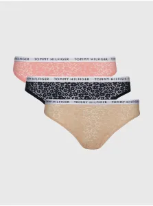 Súprava troch dámskych krajkových nohavičiek v čiernej, ružovej a béžovej farbe Tommy Hilfiger Underwear #6067964