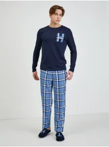 Tommy Hilfiger Mens Plaid Pajamas and Slippers Set in blue Tommy - Men #601169