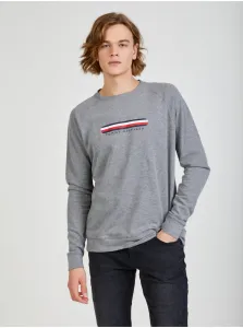 Tommy Hilfiger TRACK TOP Pánske tričko s dlhým rukávom, sivá, veľkosť S