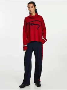 Red women's turtleneck with tommy hilfiger inscription - Women