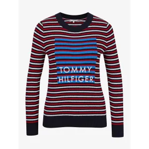 Tmavomodrý dámsky pruhovaný sveter Tommy Hilfiger #599565