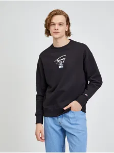 Black Mens Sweatshirt with Prints Tommy Jeans - Men