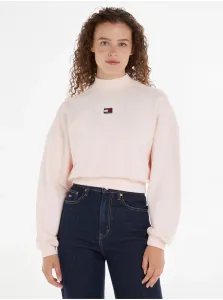 Bavlnená mikina Tommy Jeans dámska, ružová farba, jednofarebná