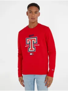 Red Men Sweatshirt Tommy Jeans Modern Sport T Crew - Men