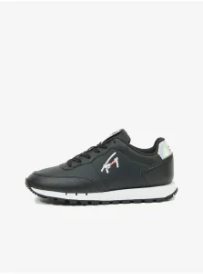 Čierne dámske kožené topánky Tommy Jeans Leather Runner #1064355