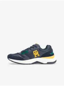 Tommy Hilfiger Yellow and Blue Mens Suede Details Sneakers Tommy Jeans - Men #5586656