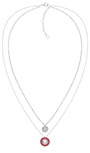 Tommy Hilfiger Moderný dvojitý oceľový náhrdelník s kryštálom Layered 2780803