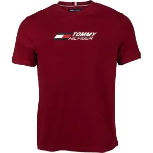Tommy Hilfiger ESSENTIALS BIG LOGO S/S TEE Pánske tričko, vínová, veľkosť S