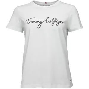 Tommy Hilfiger REG C-NK SIGNATURE TEE Dámske tričko, biela, veľkosť #9383731