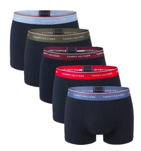 TOMMY HILFIGER - boxerky 5PACK premium essentials cotton dark with multicolor waist - limitovaná edícia