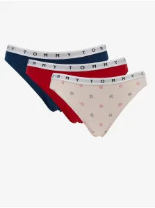Sada troch dámskych nohavičiek v tmavomodrej, červenej a krémovej farbe Tommy Hilfiger Underwear #761187