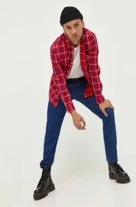 Bavlnená košeľa Tommy Jeans pánska, červená farba, regular, s klasickým golierom #9260740