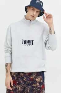 Bavlnená mikina Tommy Jeans pánska, šedá farba, melanžová #6147155