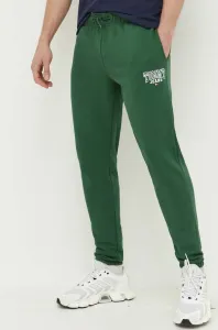 Bavlnené nohavice Tommy Jeans zelená farba, jednofarebné #8733427