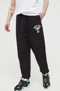 Bavlnené tepláky Tommy Jeans čierna farba, s nášivkou #8662661