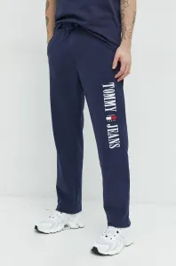 Bavlnené tepláky Tommy Jeans pánske, tmavomodrá farba, s nášivkou #4243531