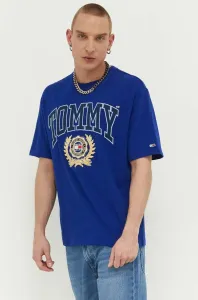 Bavlnené tričko Tommy Jeans tmavomodrá farba, s nášivkou #8697518