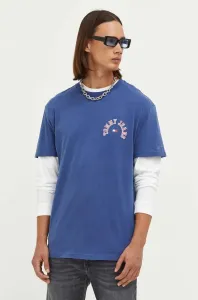 Bavlnené tričko Tommy Jeans tmavomodrá farba, s potlačou