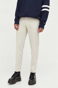 Nohavice Tommy Jeans pánske, béžová farba, strih chinos #9079850