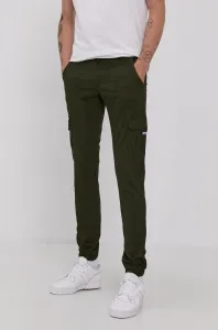 Nohavice Tommy Jeans pánske, zelená farba, priliehavé #175795