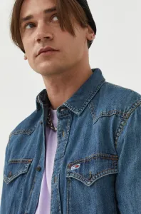 Rifľová košeľa Tommy Jeans pánska, regular, s klasickým golierom #244799