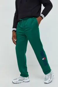 Tepláky Tommy Jeans pánske, zelená farba, rovné #7167084