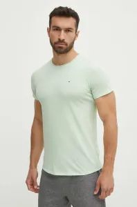 Tričko Tommy Jeans pánsky, zelená farba, jednofarebný, DM0DM09586
