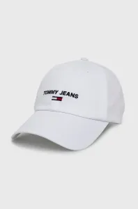 Bavlnená čiapka Tommy Jeans biela farba, s nášivkou #245801
