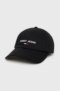 Bavlnená čiapka Tommy Jeans čierna farba, s nášivkou #245800