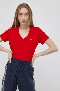 Bavlnené tričko Tommy Jeans červená farba, #209173