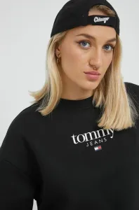 Mikina Tommy Jeans dámska, čierna farba, s nášivkou #8405908