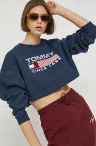 mikina Tommy Jeans dámska, tmavomodrá farba, s nášivkou #6213631