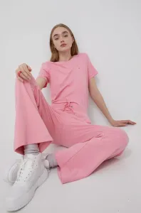 Nohavice Tommy Jeans dámske, ružová farba, jednofarebné #8674892