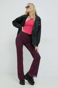 Nohavice Tommy Jeans dámske, ružová farba, priliehavé, vysoký pás