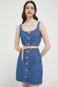 Rifľové šaty Tommy Jeans mini, rovný strih