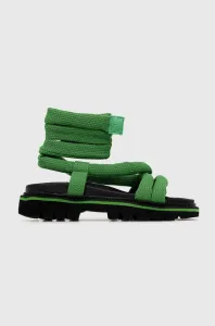 Sandále Tommy Jeans CHUNKY SANDAL dámske, zelená farba, na platforme, EN0EN02073