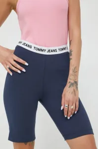 Šortky Tommy Jeans dámske, tmavomodrá farba, jednofarebné, vysoký pás #251129