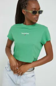 Tričko Tommy Jeans dámsky, zelená farba