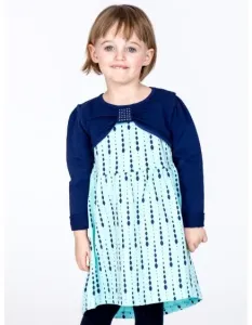 Mätové bavlnené detské šaty so vzorom a dlhými rukávmi