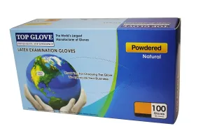 Top Glove jednorázové latexové rukavice s púdrom 100ks S