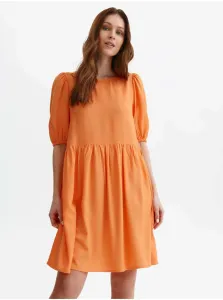 Oranžové dámske krátke šaty s balonovými rukávmi TOP SECRET
