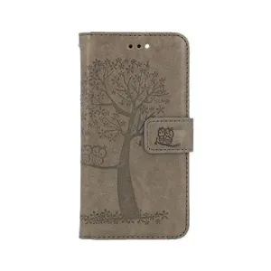 TopQ Puzdro iPhone SE 2022 knižkové Sivý strom sovičky 75000