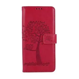 TopQ Puzdro Xiaomi Redmi Note 12 knižkové Tmavo ružové strom sovičky 111683