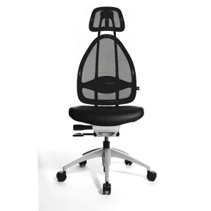 Dizajnová kancelárska otočná stolička s opierkou hlavy a sieťkovým operadlom Topstar #3727622