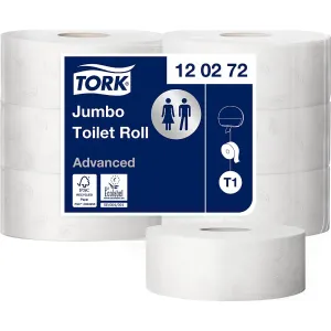 TORK Toaletný papier Jumbo, priemyselný kotúč, tissue papier Advanced, 2-vrstvový, biely, OJ 6 kotúčov, od 21 OJ