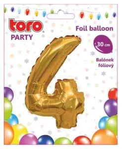 TORO Balónik číslica "4", 30 cm, assort