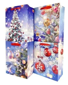 TORO Papierová darčeková taška TORO 23x18x10cm MIX vianočný sneh